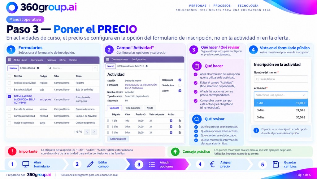 Paso 3 — Poner el precio